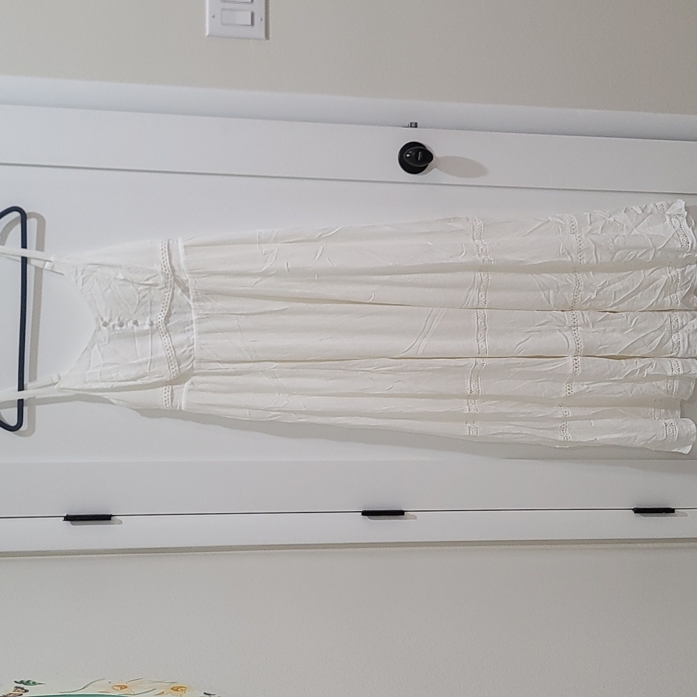 Ivory lace tiered maxi dress